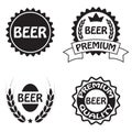 Beer labels set. Black icons on white background. Design elements for brewery, pub, menu. Vector illustration. Royalty Free Stock Photo